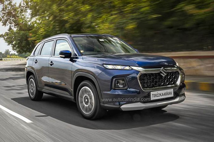 Brezza, Grand Vitara or Hyryder: which SUV has best ride quality under Rs 15 lakh Maruti Suzuki Grand Vitara front quarter